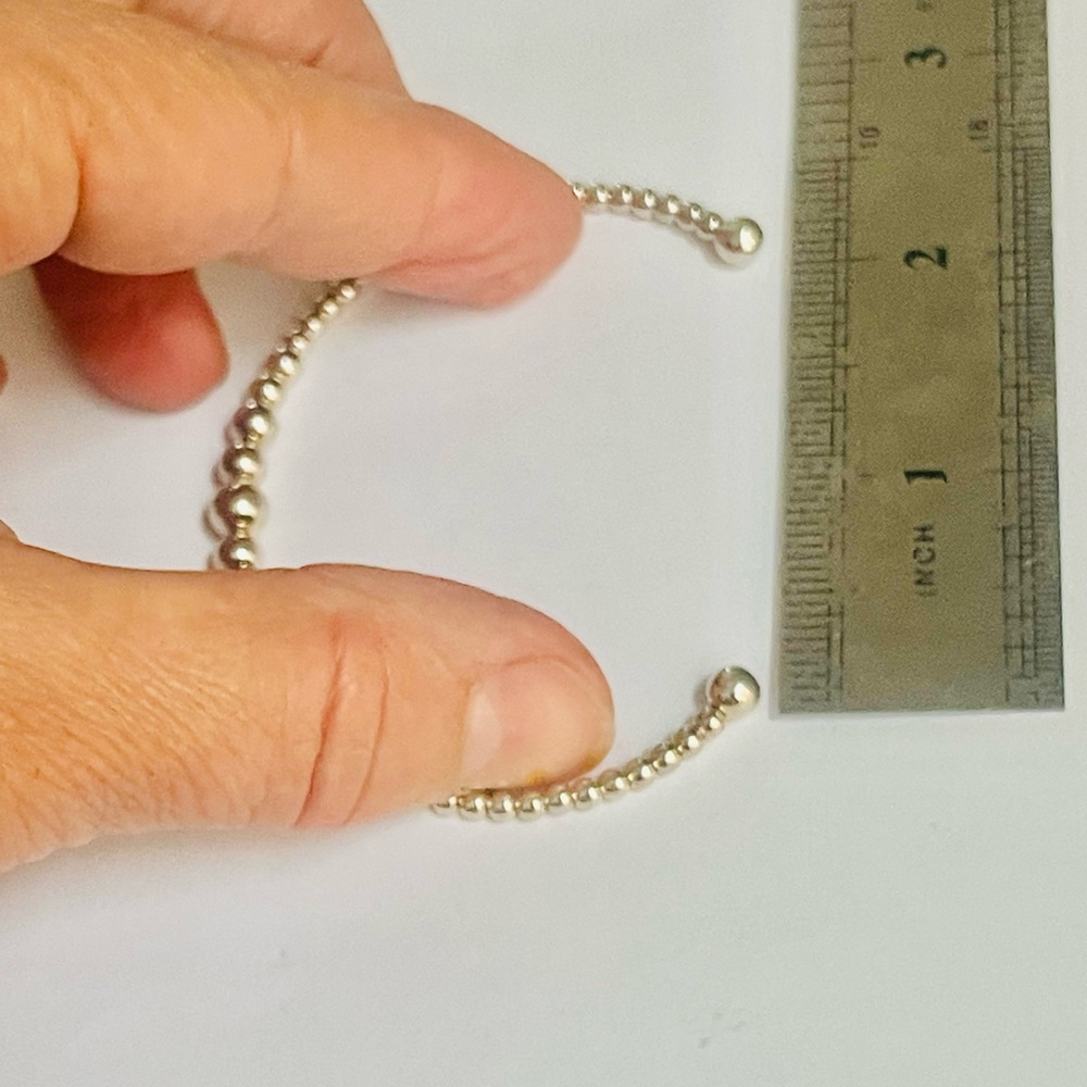 Solid Sterling Silver Ball Cuff Bangle Bracelet F… - image 4